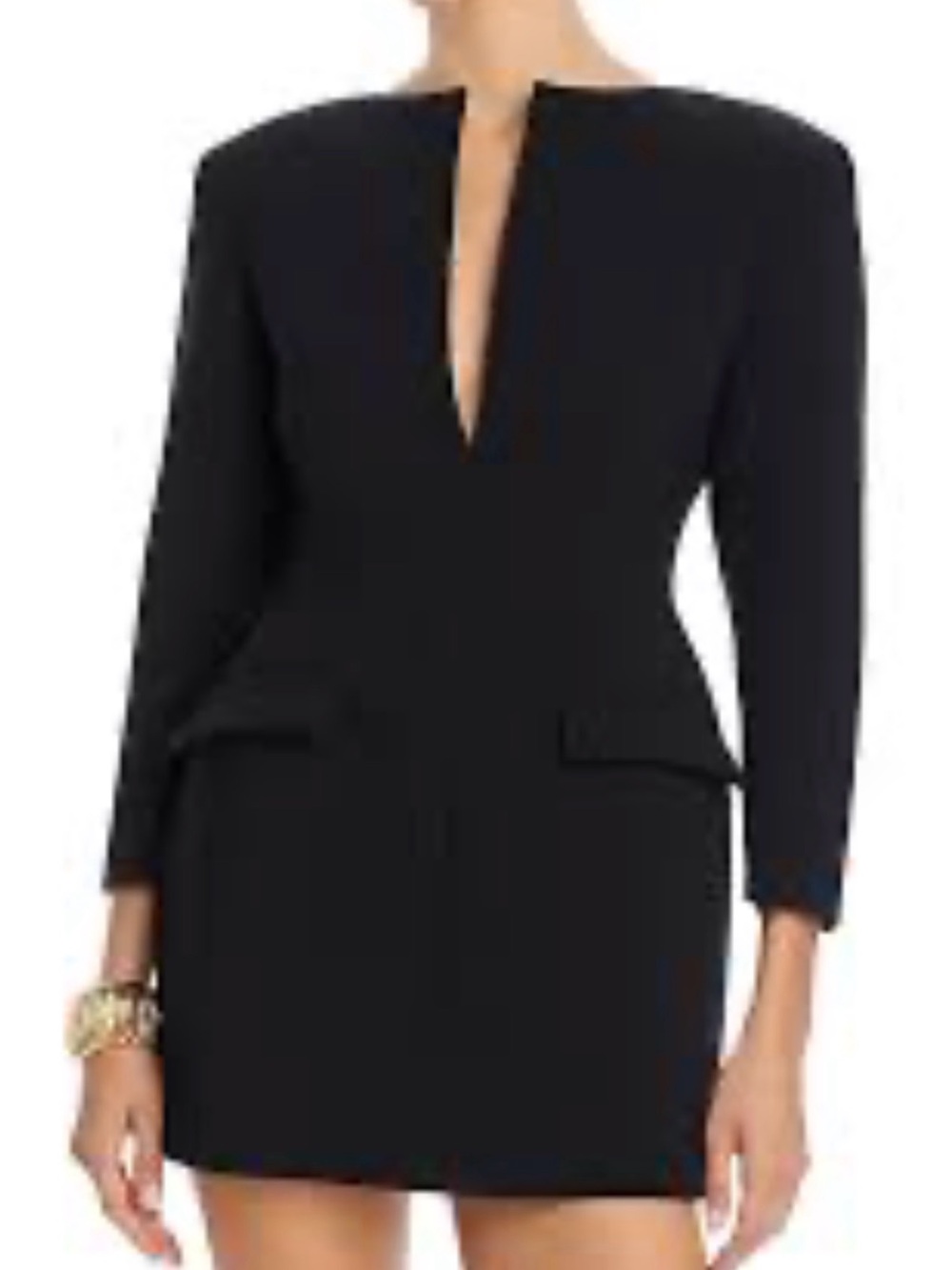 Black Women's Structured V-Neck Mini Dress